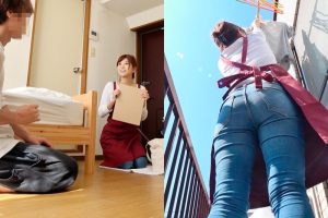 家事代行おばさんのピタパン尻に我慢できずにバックからねじ込むデカチン即ハメ！ 5 「旦那がいるから…」断られても強引にイカせるイケメンの高速ピストン口説きSEXを完全収録！！魅惑の若チ○ポに心奪われたデカ尻妻が旦那では味わえない連続絶頂！ ちなつ